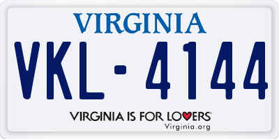 VA license plate VKL4144