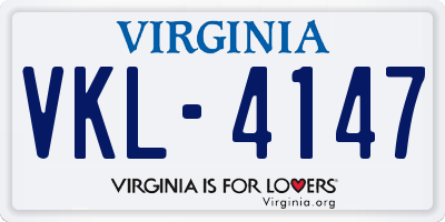VA license plate VKL4147