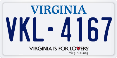 VA license plate VKL4167