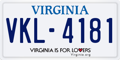 VA license plate VKL4181