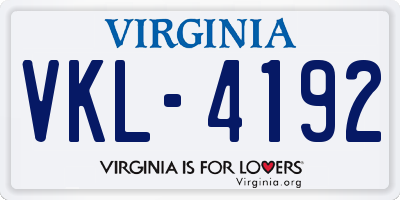 VA license plate VKL4192