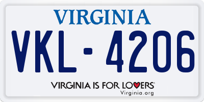 VA license plate VKL4206