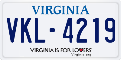 VA license plate VKL4219