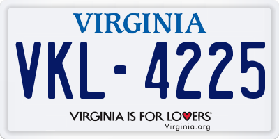 VA license plate VKL4225