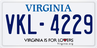 VA license plate VKL4229