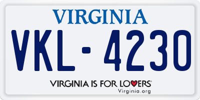 VA license plate VKL4230