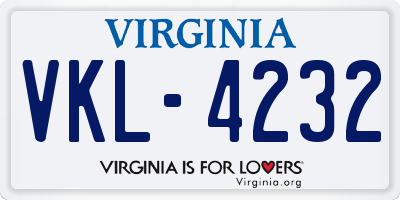 VA license plate VKL4232
