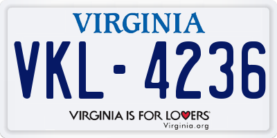 VA license plate VKL4236