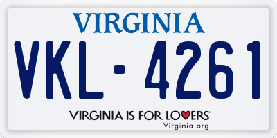 VA license plate VKL4261