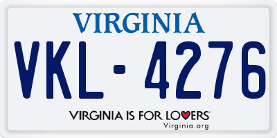 VA license plate VKL4276