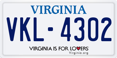 VA license plate VKL4302