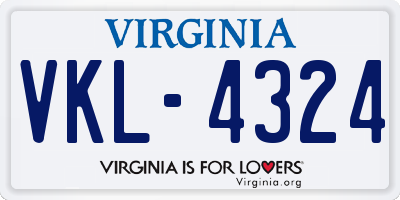 VA license plate VKL4324