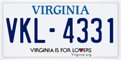 VA license plate VKL4331