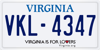 VA license plate VKL4347