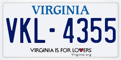 VA license plate VKL4355