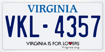 VA license plate VKL4357