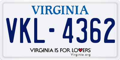 VA license plate VKL4362