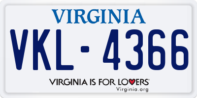 VA license plate VKL4366