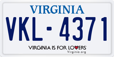 VA license plate VKL4371