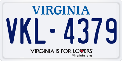 VA license plate VKL4379