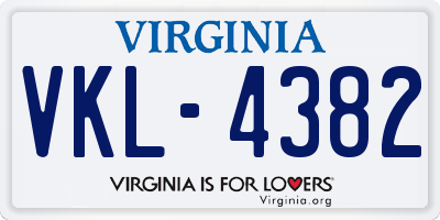VA license plate VKL4382