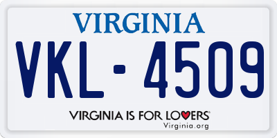 VA license plate VKL4509