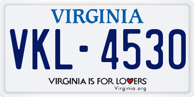 VA license plate VKL4530