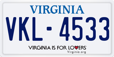 VA license plate VKL4533