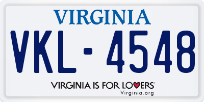 VA license plate VKL4548