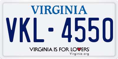 VA license plate VKL4550