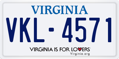 VA license plate VKL4571