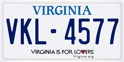 VA license plate VKL4577