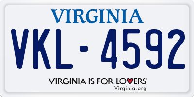 VA license plate VKL4592