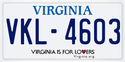 VA license plate VKL4603