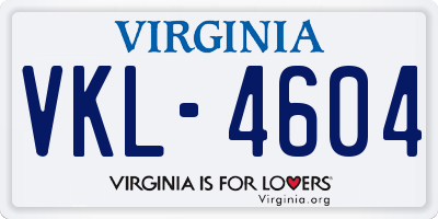 VA license plate VKL4604