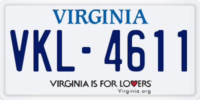 VA license plate VKL4611