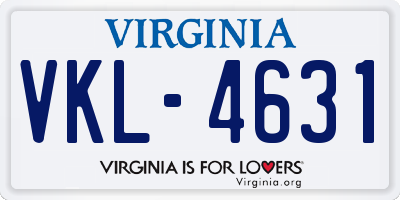 VA license plate VKL4631