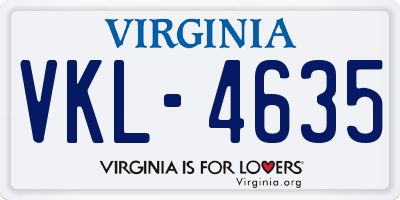 VA license plate VKL4635