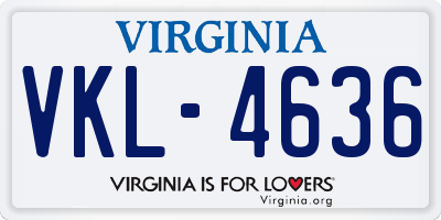 VA license plate VKL4636