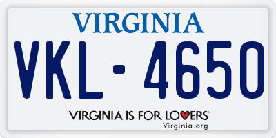 VA license plate VKL4650