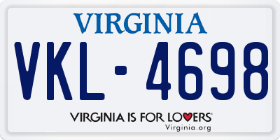 VA license plate VKL4698