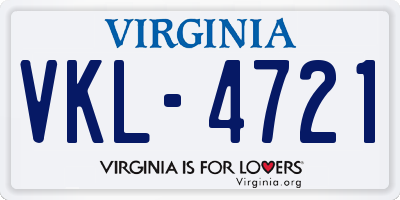 VA license plate VKL4721