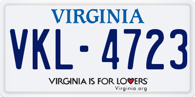 VA license plate VKL4723
