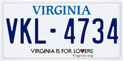 VA license plate VKL4734