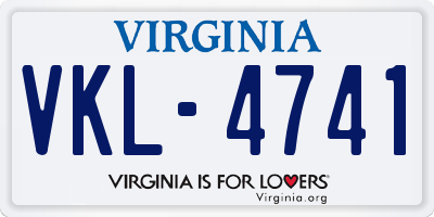VA license plate VKL4741