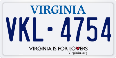 VA license plate VKL4754