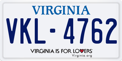 VA license plate VKL4762