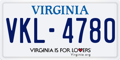 VA license plate VKL4780