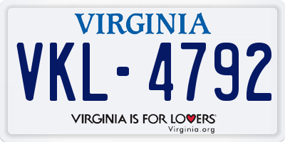 VA license plate VKL4792