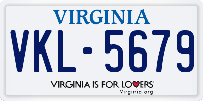 VA license plate VKL5679